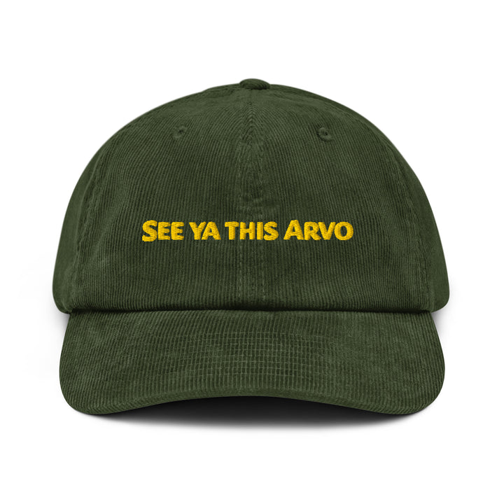 ARVO See Ya This Arvo Corduroy Cap in Dark Olive – front view